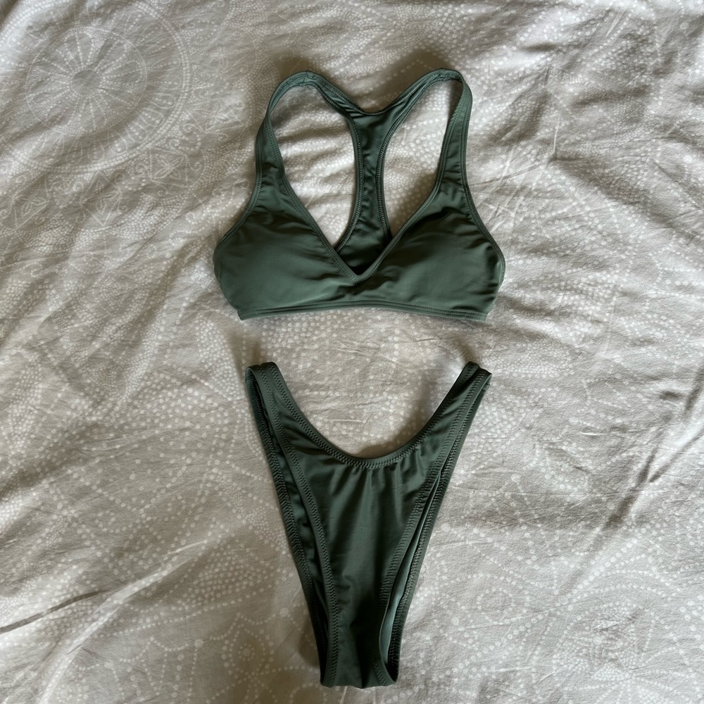 Aerie olive two-piece bikini set